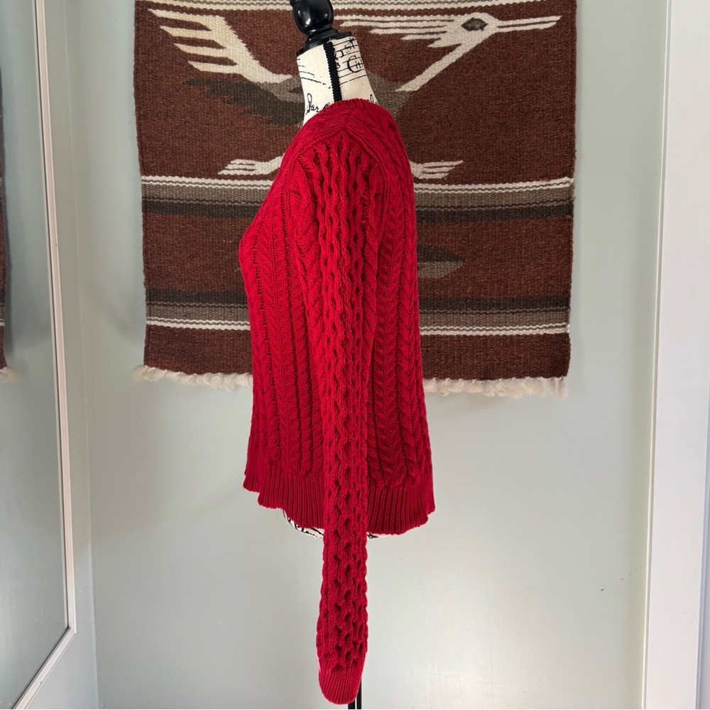 Sies Marjan Britta Cotton Cable Knit Sweater in Lipstick Red - Picture 2 of 9